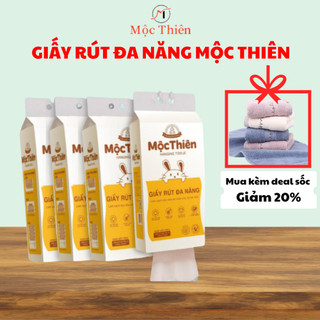 Khăn giấy rút treo tường Mộc Thiên thùng 4 bịch treo kèm móc 1280 tờ 4 lớp cao cấp