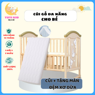 [ COMBO CŨI KÉO DÀI + TẶNG MÀN ] CŨI GỖ ĐA NĂNG CHO BÉ KÉO DÀI THÀNH GIƯỜNG 1M6