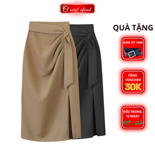 Váy xẻ tà có nếp gấp không đều Oxatyl M133 cho phụ nữ mùa hè phong cách retro