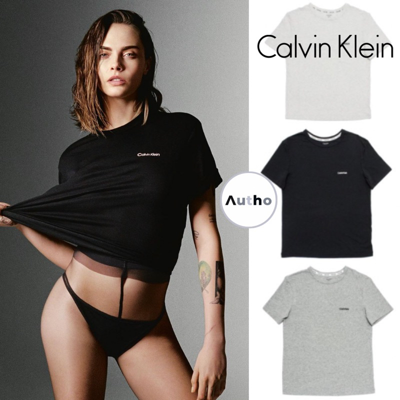 [Chính hãng 100%] Áo Thun Calvin Klein Logo Thêu Basic (Đen/Xám/Trắng)