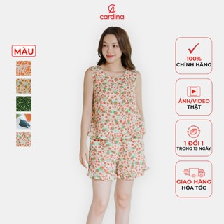 Bộ đồ nữ CARDINA chất liệu lụa Hàn Châu gấu bèo cách điệu thiết kế thể trẻ trung nữ tính 4BSN02