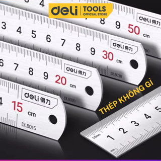  Thước Kẻ Thép Deli Cao Cấp - Kích Thước 15cm Nhỏ Gọn Tiện Lợi - Chất Liệu Chống Mòn Gỉ - DL8015 