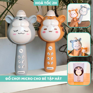 Micro cho bé hát karaoke kết nối Bluetooth, phát nhạc, có đèn và thay đổi giọng nói 9BABY