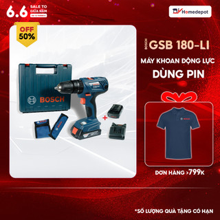 Máy khoan pin bosch gsb 180-li 2pin 18v + sạc + phụ kiện - hàng chính hãng