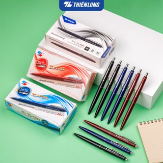  Combo 5 10 20 Bút bi Thiên Long TL-031 ngòi 0.5mm mực xanh đỏ đen giắt kim loại mạ crom kiểu dáng hiện đại 