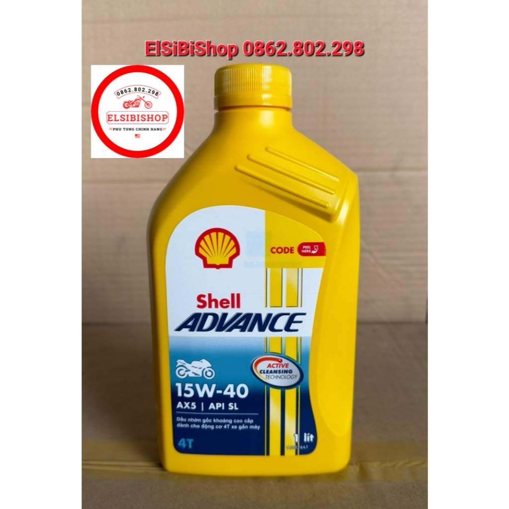 Nhớt shell advance AX5 15W40, nhớt shell ax5 15w40 1L nhớt xe máy Hàng Chính Hãng