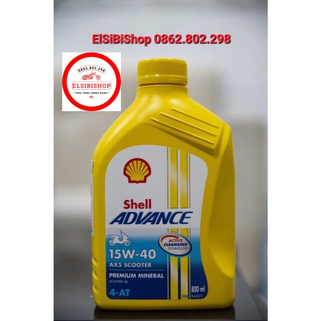 Nhớt shell advance AX5 15W40, nhớt shell ax5 15w40 800 ml  nhớt xe máy ( Hàng Chính Hãng)