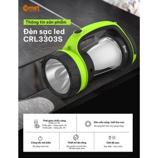 Đèn Sạc Led tích hợp tấm pin solar COMET CRL3303S 9W