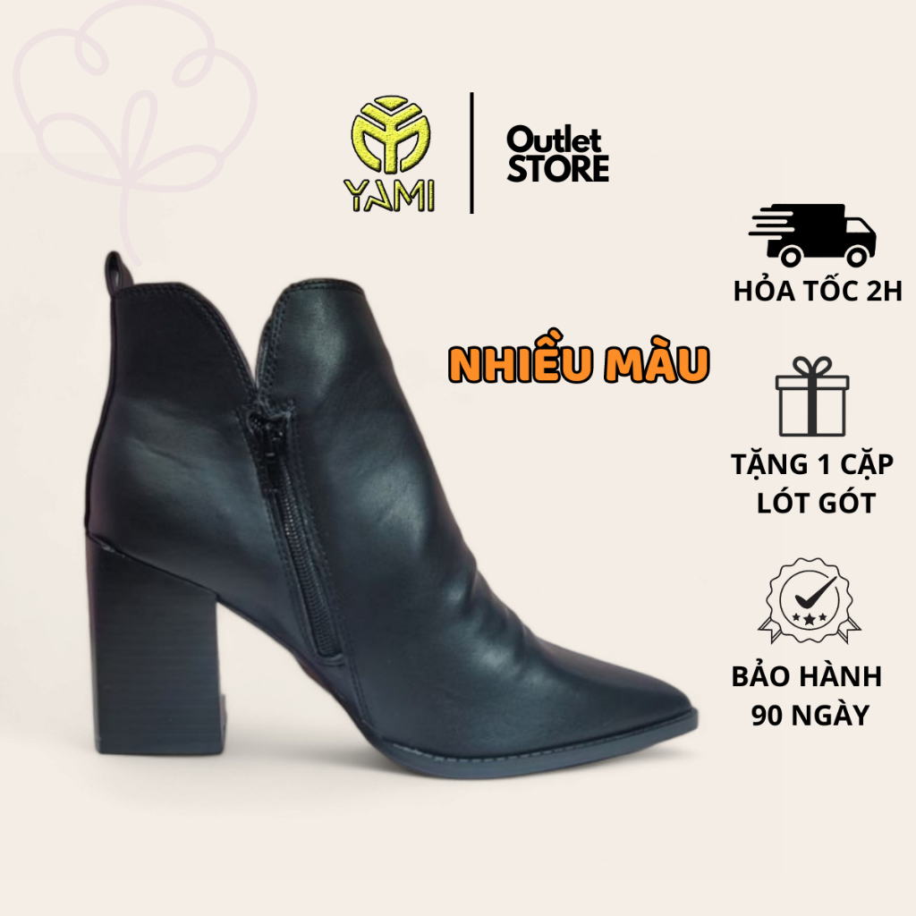 Giày Boot Nữ Big Size, Boot Nữ Mũi Nhọn Gót Vuông 9 Phân Màu Đen Nâu Xám Size 38 - 42, Bốt Nữ Cao Cấ