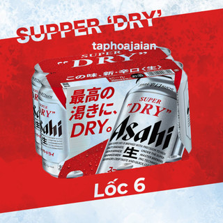 Lốc 6 lon bia asahi super dry 350ml - hàng nội địa nhật 100%