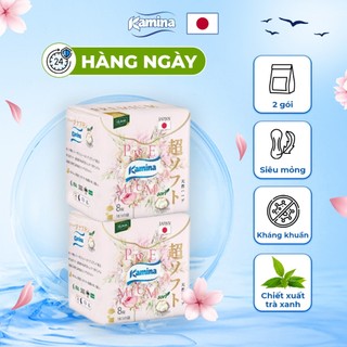Combo 2 gói băng vệ sinh thảo dược Hàng ngày Kamina Soft Premium siêu mỏng 15.5cm gói 18 miếng