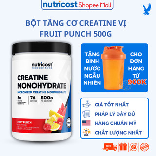 Bột tăng cơ Nutricost Creatine Monohydrate vị Fruit Punch 500g giúp tăng cơ, cung cấp năng lượng