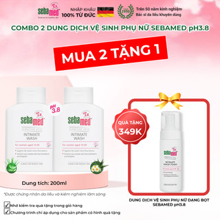 Combo 2 chai Dung dịch vệ sinh phụ nữ chuẩn cân bằng pH Feminine Intimate Wash Sebamed pH3.8 200ml
