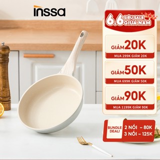 INSSA [Nồi bếp từ] Chảo đá Maifan chống dính chiên xào 2 trong 1, dùng được cho bếp ga, bếp từ, cỡ 24cm GUOJ010