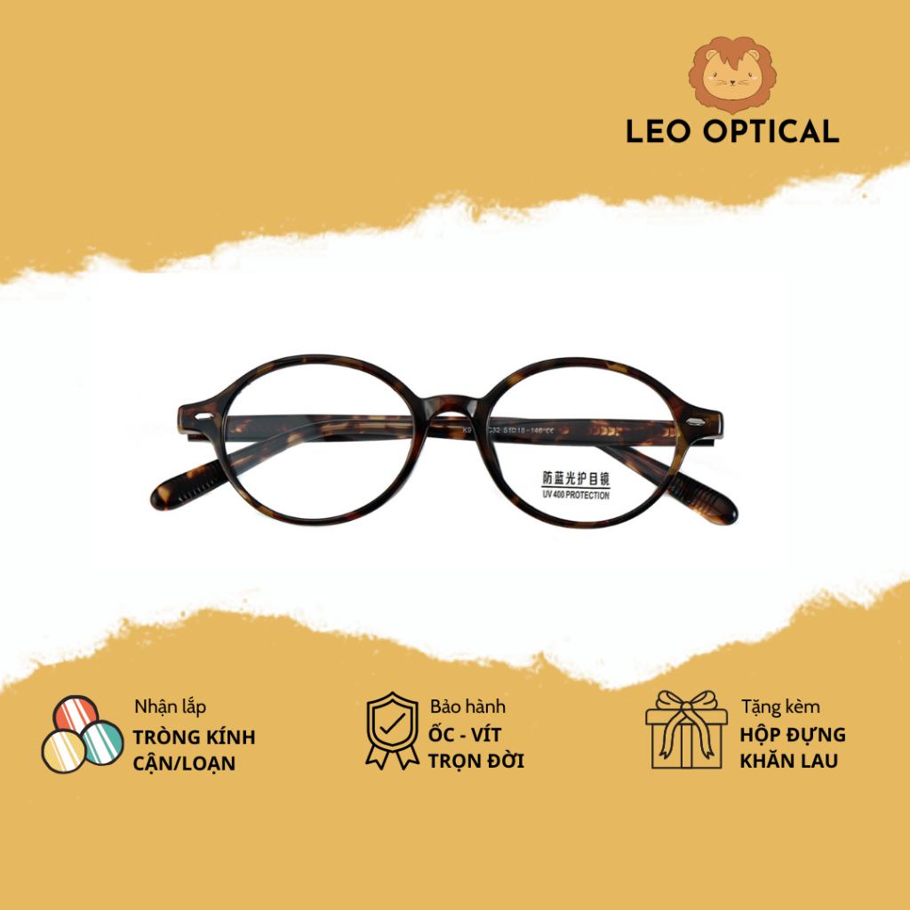 BẢN LỀ 3 CHÂN - Kính mắt ELLY đổi màu Bayonetta Y2K dáng oval lọc ánh sáng xanh LEO OPTICAL 9141