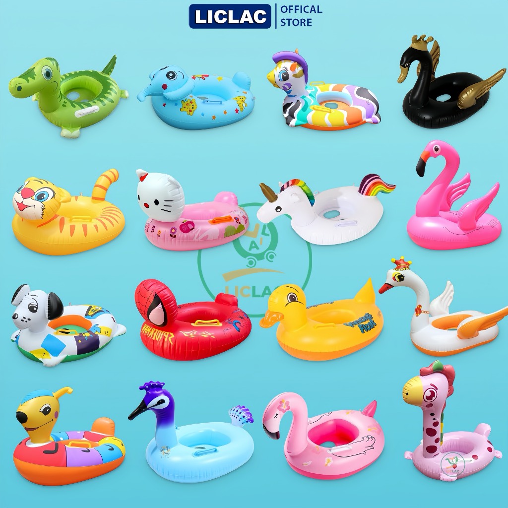 Phao bơi hình thú xỏ chân chống lật có tay cầm nắm 2 bên đảm bảo an toàn cho bé, Phao bơi trẻ em