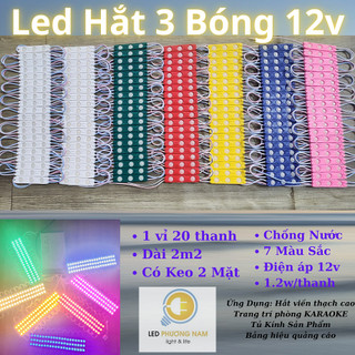 Led Hắt 3 Bóng 2835 Chống Nước 12v (Vỉ 20 thanh)
