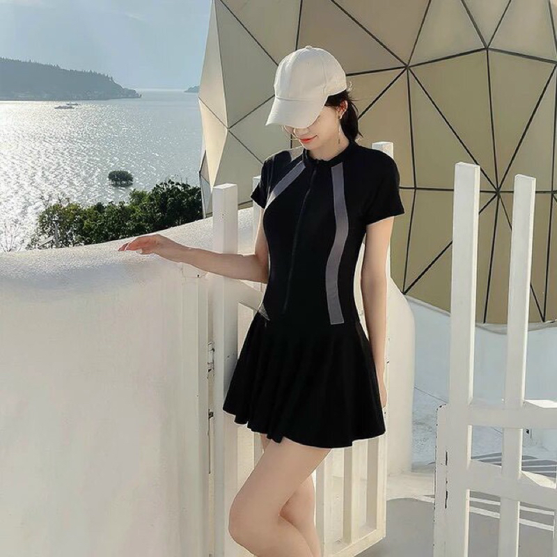 (size MLXL 2XL,3XL)áo tắm bikini liền thân dây kéo váy quần đùi trong | BigBuy360 - bigbuy360.vn