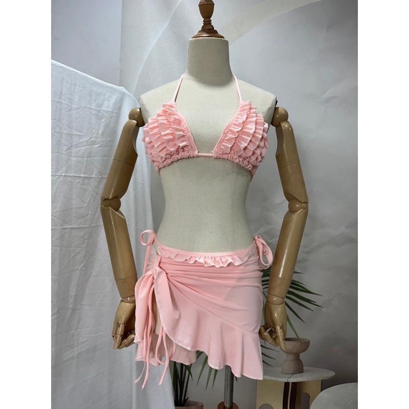 Đồ bơi bikini đi biển ba mảnh bèo Thiết kế,kèm  váy nhún sang chảnh, HÀ BIKINI | BigBuy360 - bigbuy360.vn