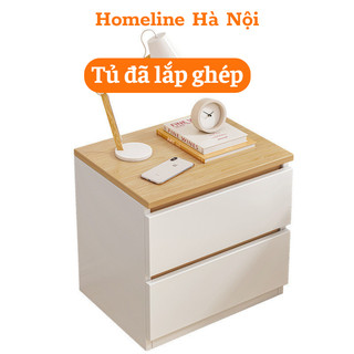 Kệ tủ tab kê đầu giường có 2 3 ngăn kéo để đồ trang điểm, sách vở...trang trí phòng bằng gỗ phủ melamin HOMELINE - D35