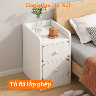 Tủ tab kê đầu giường có 2 ngăn kéo, kệ để đồ trang điểm, sách vở...trang trí phòng bằng gỗ phủ melamin HOMELINE - D41