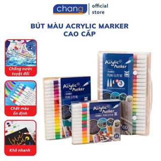 Bút Màu Acrylic Hộp 24/36/60 Màu, Vẽ Trên Mọi Chất Liệu, Chồng Nước Che Phủ Tốt Cho Bé Thỏa Sức Sáng Tạo