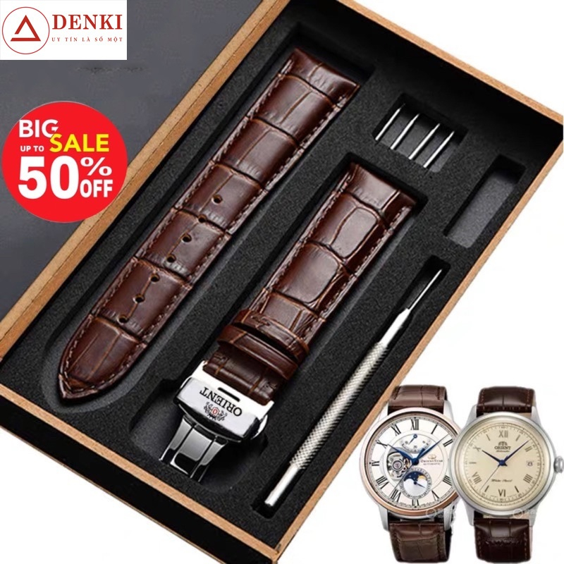 DÂY DA ORIENT] Dây da đồng hồ Orient cao cấp. Combo dây kèm khoá bướm logo Orient