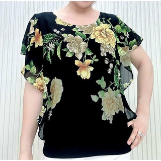 Áo Kiểu Nữ Trung Niên Voan Thun Hai Lớp Hàng Quảng Châu Cao Cấp Free Size 53-72kg
