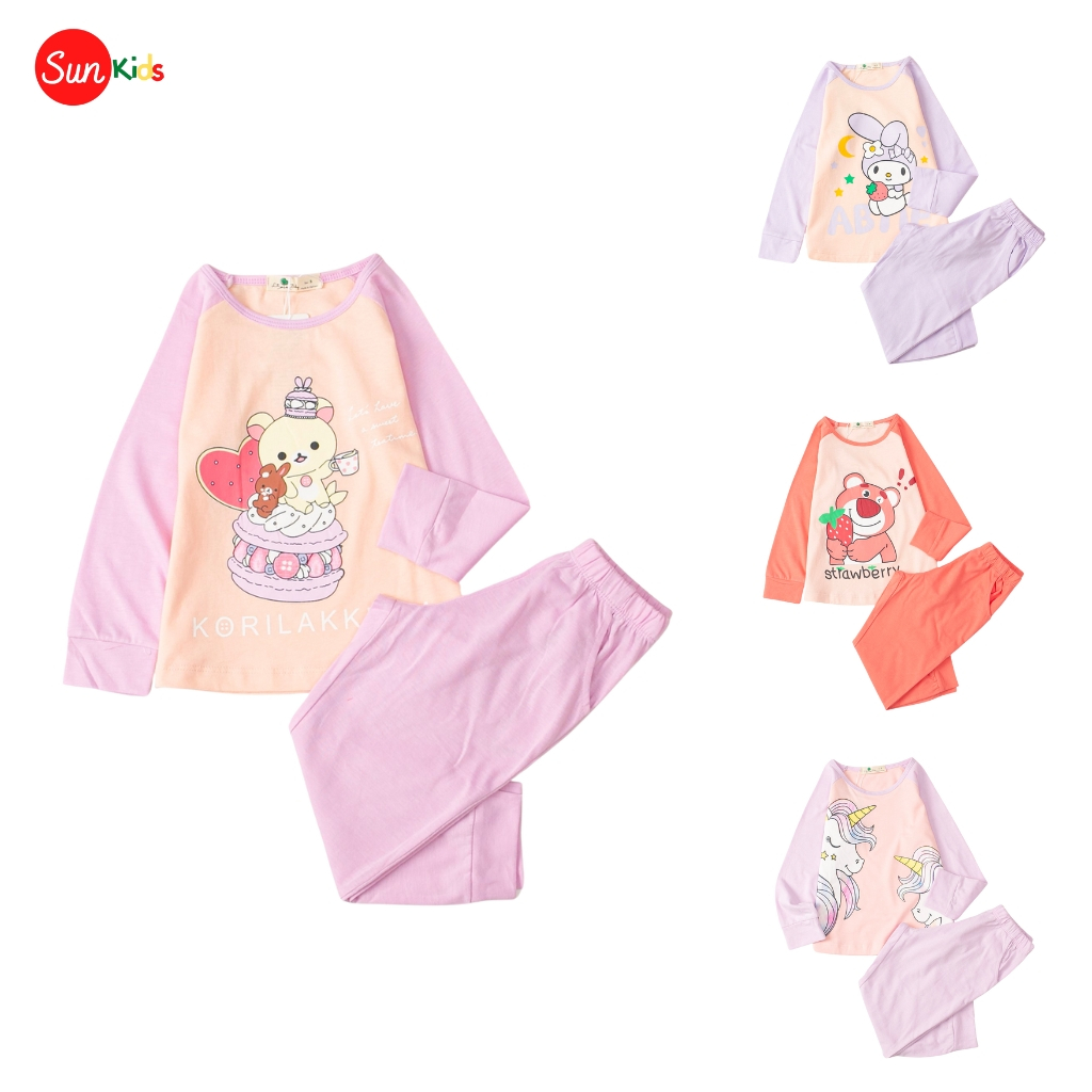 Bộ thu đông cho bé gái, đồ bộ thun bé gái chất cotton mềm mát, size 3-10 tuổi  - SUNKIDS