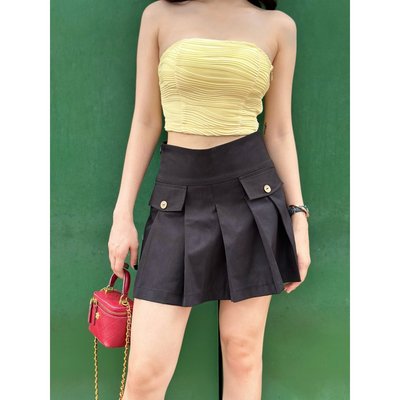 YU CHERRY | Váy ngắn thiết kế xếp ly lưng cao, túi giả phối được nhiều trang phục Athena Pleated Skirt YV044