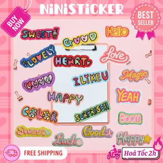  Iron Patch Miếng Ủi Thêu Quần Áo Sticker Vá Đồ Rách Câu Chữ Slogan Tiếng Anh ILikeU Love Sweet Luck Happy Ninisticker 
