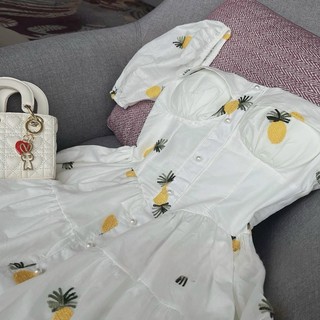 Đầm Lụa Hoa Tay Búp Mocking Sau Có Mút