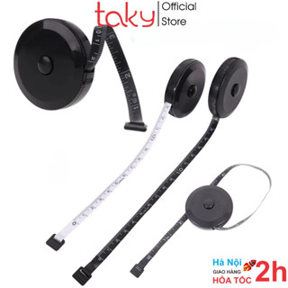 Thước Dây Mềm -Taky, Màu Đen Để Đo Vòng Bụng, Eo 3 Vòng Kiểm Tra Sức Khỏe 1.5m - Đo Quần Áo, Với Nút Bấm Tự Rút. 5940