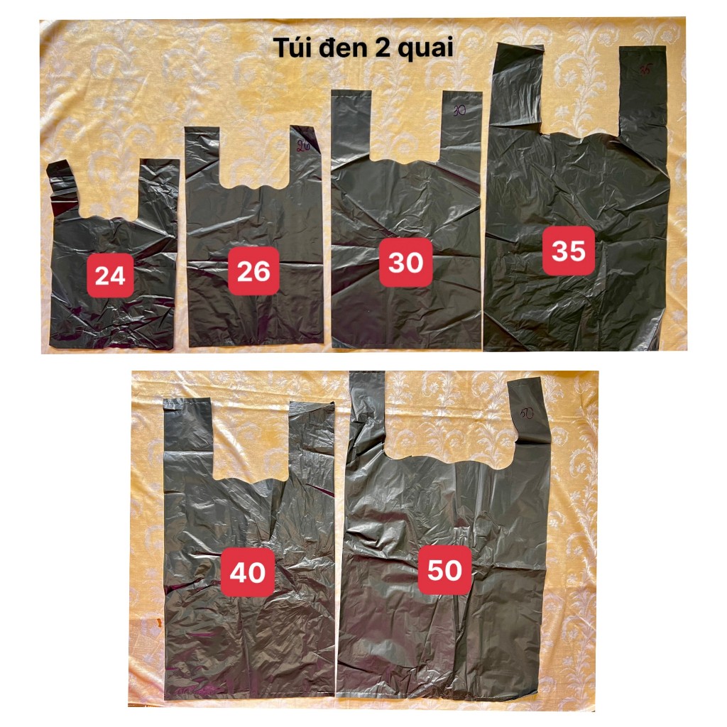 TÚI ĐEN 2 QUAI - loại thường và loại đen PE