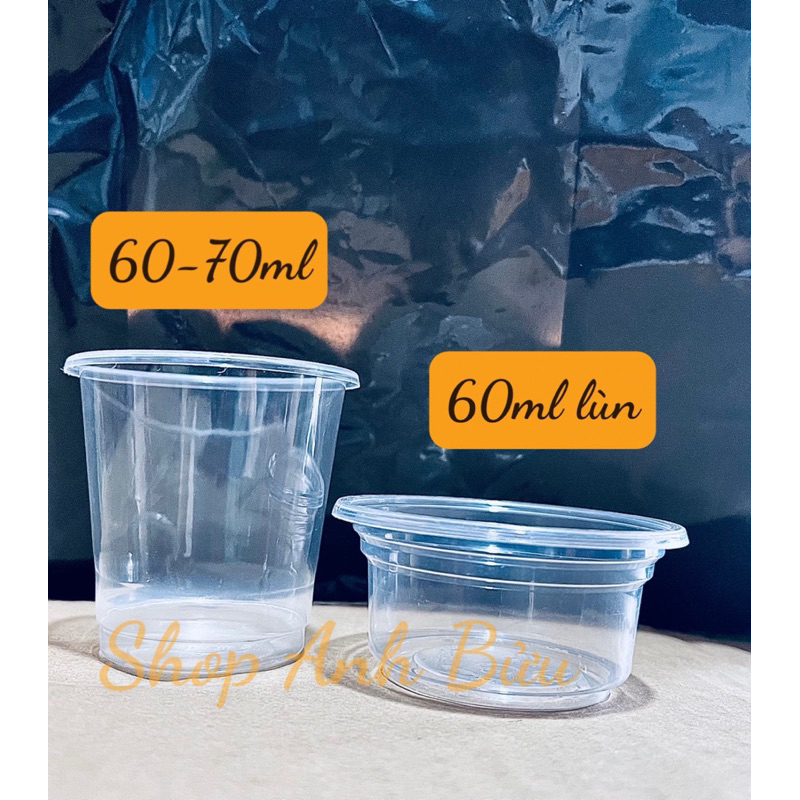 [Q11] 50 Ly Nhựa Mini Trong (Có Nắp Riêng) Dung Tích (2 Cỡ: 40Ml - 60Ml, 70Ml)