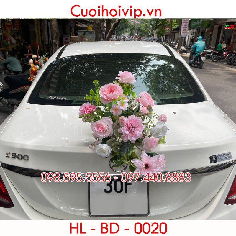 Hoa lụa trang trí đuôi xe cưới HL-BD-0020, hoa lụa (hoa giả) bền đẹp mới