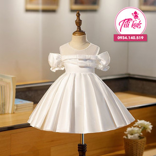 Đầm Váy Công Chúa Trắng Cho Bé Gái Dây Nơ Titikids - CC295