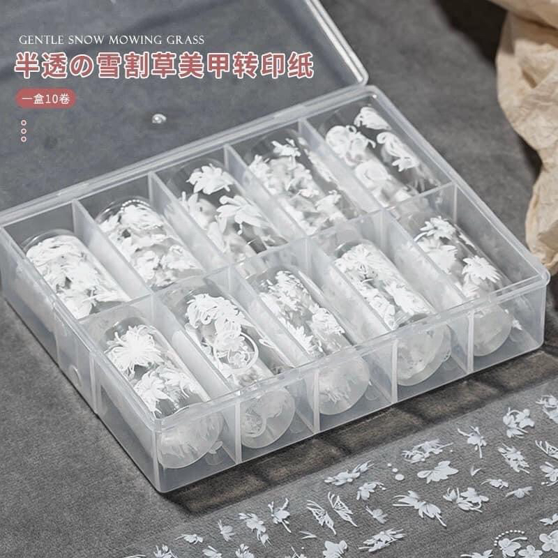 Set foil hoa, buom trắng 10 cuộn