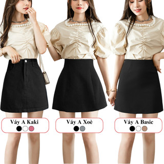 Chân Váy Chữ A Ngắn Cạp Cao Dáng Xòe Nhiều Mẫu Madela Mặc Đi Làm Đi Chơi Đi Học, Váy Ngắn Chữ A Công Sở Kaki Dày Dặn
