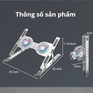 Giá Đỡ Laptop Bằng Hợp Kim Nhôm Quạt Led RGB 7 Mức Chỉnh Độ Cao, Có Thể Gấp gọn mang đi tiện lợi mã C9