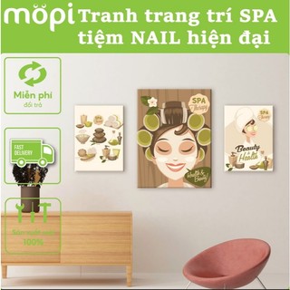 Tranh SPA , tiệm NAIL decor trang trí trẻ trung năng động khung gỗ có đinh treo tiện dụng mopi