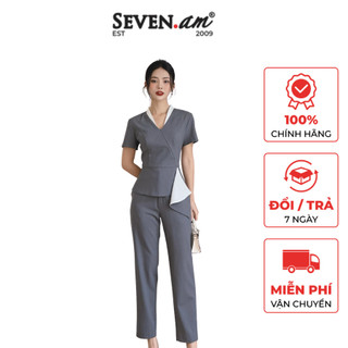Quần âu ghi xanh 2 túi chéo thời trang nữ seven.am h800151p