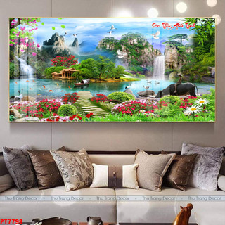 Tranh Tráng Gương Treo Tường "SƠN THỦY HỮU TÌNH" In UV 5D Cao Cấp