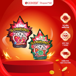 Kẹo nổ striking vị trái cây dâu, dưa hấu thơm ngon kẹo cho bé gói 15g - bibomart