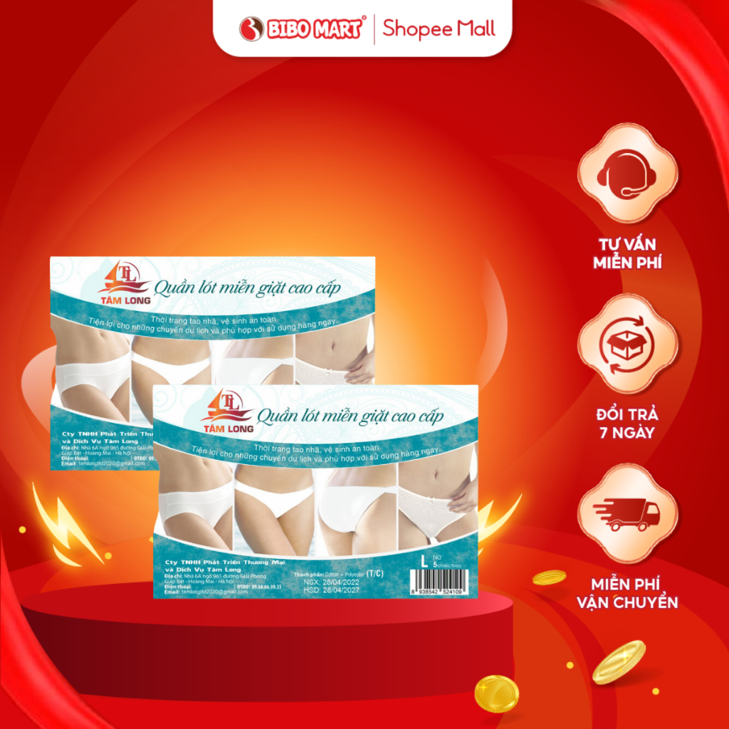 Quần Lót Dùng 1 Lần Quần Lót Giấy Miễn Giặt Cao Câp TC Tâm Long Hàng Ngày Mềm Mại Thoáng Khí Size M L XL XXL - Bibomart