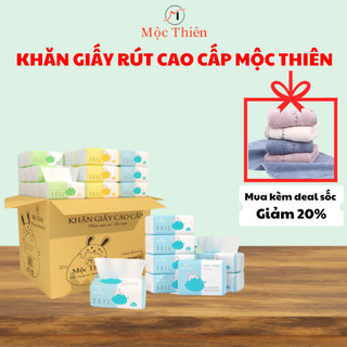 Thùng 30 gói giấy ăn rút Mộc Thiên 300 tờ 3 lớp cao cấp siêu dai mềm mịn mix màu