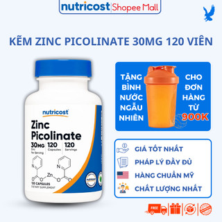 Kẽm hữu cơ Nutricost Zinc Picolinate 30mg 120 viên giúp giảm mụn viêm, rụng tóc, tăng đề kháng