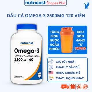 Dầu cá Omega 3 2500mg Nutricost 1200mg EPA, 910mg DHA 120 viên hỗ trợ bổ mắt, bổ não