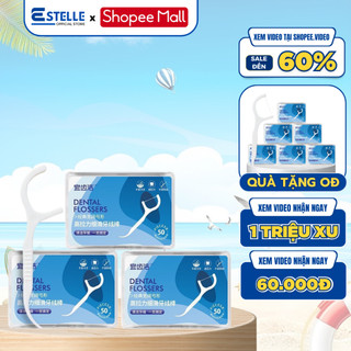 Hộp 50 Tăm Chỉ Nha Khoa ESTELLE Vệ Sinh Kẽ Răng Chân Nướu Chuyên Dụng