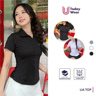 Áo thể thao cổ polo nữ Lia Top mặc tập gym yoga, chất liệu thoáng mát, thấm hút mồ hôi Today U Wear